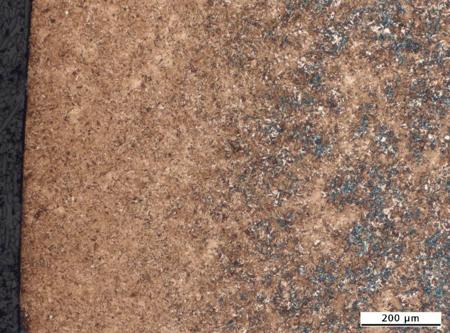 Figure 6—Surface microstructure after quenching with WSpQ (bolt with D = 25 mm and L = 100 mm made of 20NiCrMo2-material, etching with 3 percent Nittal-solution).