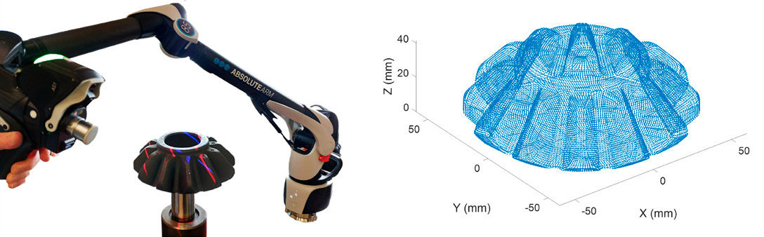 Figure 1—3D scanning of planet gear (left) and point extract (right).