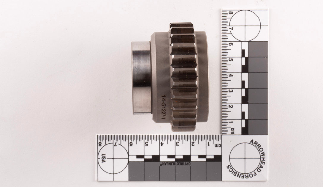 Figure 5—Sprag Clutch Gear (Gear #3) with scale for reference.