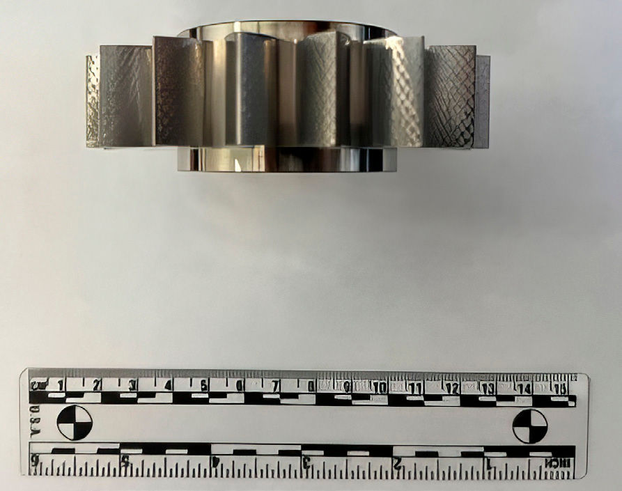 Figure 18—FZG test gear view of flanks showing the checked pattern used to highlight the appearance of surface scratches.