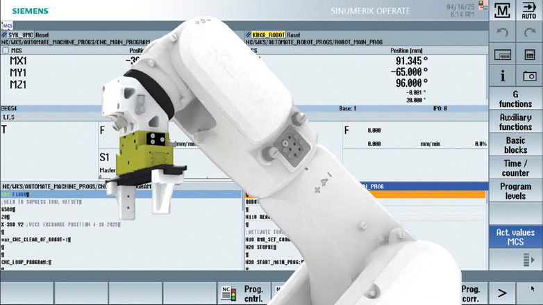 Figure 3—The SYIL R1 automation package includes a standard pneumatic clamping force block and an optional dual gripper, used when the finished part is a different shape from the blank.