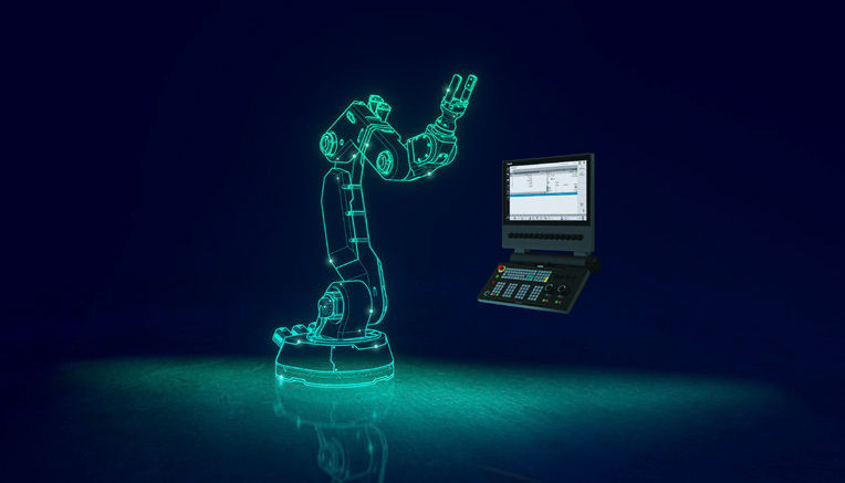 Figure 4—The Siemens RunMyRobot software is now incorporated into the CNC on the machine tool, so all actions can be programmed and executed without the need for a second controller and separate robot language.