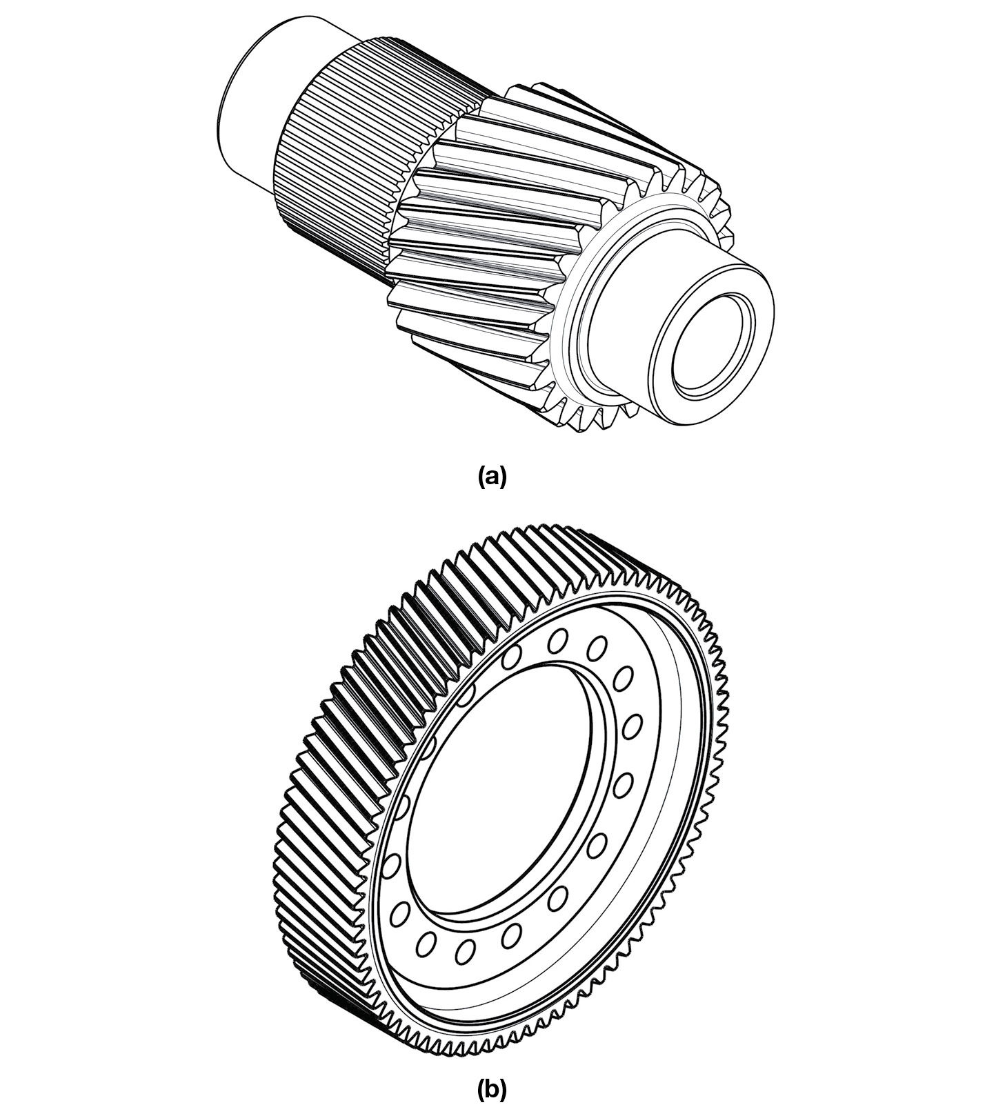 Figure 9—Typical driving (a) and driven (b) gear body designs.