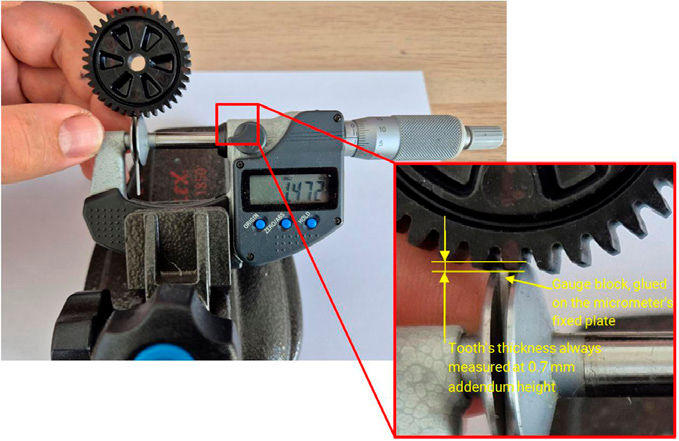 Figure 11—Wear measuring method—measured is the reduction in tooth thickness at the selected addendum height.