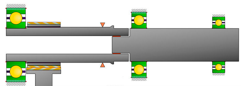 Figure 5—Three-bearing, fixed motor shaft.