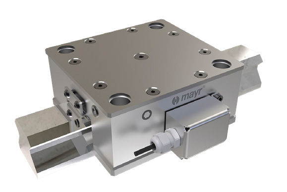 Profiled rail brake of the ROBA Guidestop series by Mayr Power Transmission hold the two system parts of a large laminating unit in position backlash-free and with high rigidity.