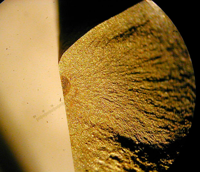 Figure 4—Magnified fracture of a high-strength steel spring (HRC 50), showing corrosion-induced cracking from hydrogen embrittlement—originating at a rusted area caused by cleaning and poor design.
