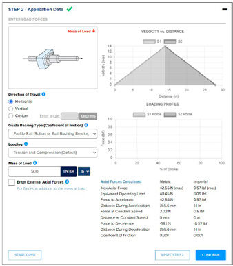 Figure 3—Sizing and selection software such as Thomson Industries’ Linear Motioneering online tool helps engineers determine the optimal drive system using key application parameters.