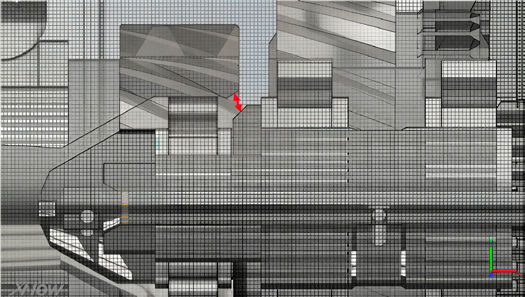 Figure 3—Lattice representation around the narrow region of the overheating bearing.