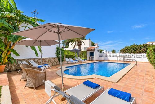 Villa Casa Ceba 4 pax: Javea, Costa Blanca, Spagna. lettini e con piscina privata e terrazza