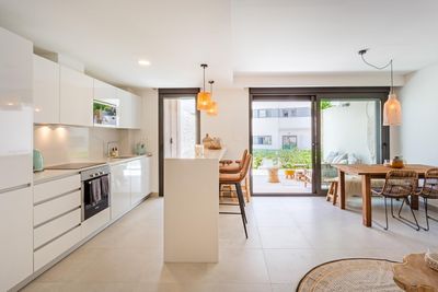 Apartment La Cabaña: Javea, Costa Blanca, Spain. Kitchen, Living-dining room, Ground floor and Air conditioning