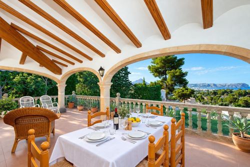 Maison de vacances Laurel: Javea, Costa Blanca, Espagne. Vue sur la mer et Salle à manger extérieure