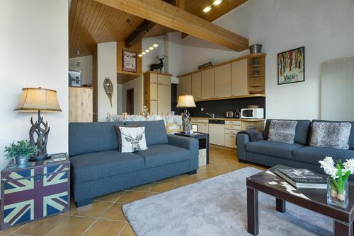 Apartment Penthouse 36 Savoleyres: La Tzoumaz, 4 Vallees, Switzerland. Livingroom