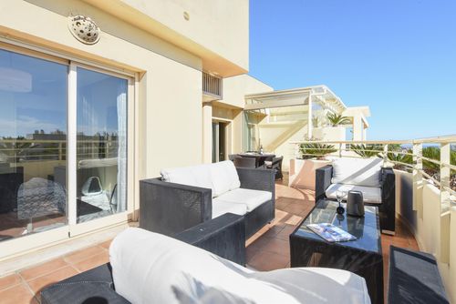 Myramar Penthouse 528 winter Modern and comfortable apartment with communal pool in Mijas Costa, Andalusia, Spain for 2 persons. The apartment is situated in a resort, close to restaurants, bars, and supermarkets, 500 m from El Faro Beach, 5 km from Fuengirola, and 0....