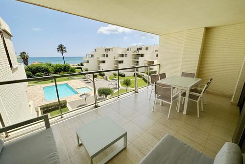 Tierra de Mar 77 by homeprive Apartment with communal pool in Denia, Costa Blanca, Spain for 4 persons. The apartment is situated in a residential beach area, close to restaurants, bars, and supermarkets and 25 m from the beach....