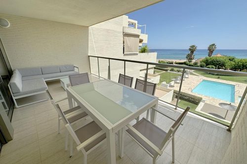 Tierra de Mar 77 by homeprive Apartment with communal pool in Denia, Costa Blanca, Spain for 4 persons. The apartment is situated in a residential beach area, close to restaurants, bars, and supermarkets and 25 m from the beach....