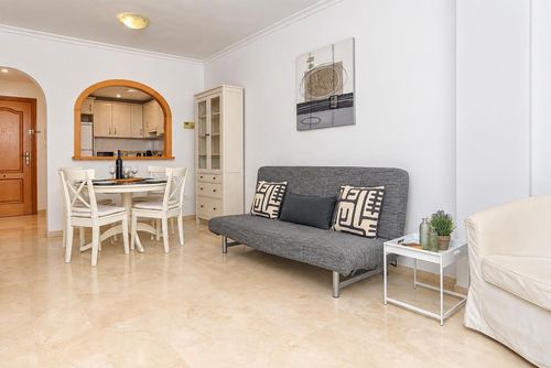 Ferienwohnung Robair: Javea, Costa Blanca, Spanien. Wohn-Esszimmer und Terrasse