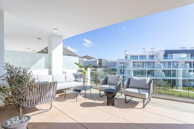 Apartment Higueron West Apart 4011: Benalmadena, Costa del Sol, Spain. Balcony / terrace, Outdoor furniture and Terrace