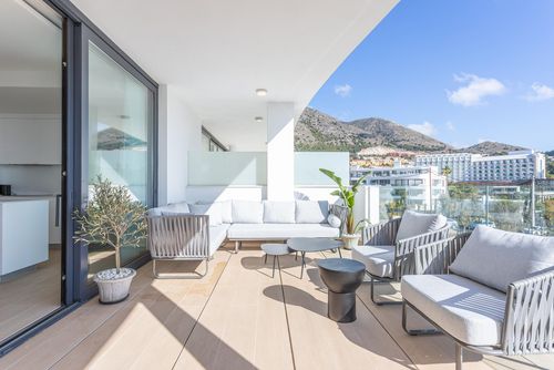 Apartment Higueron West Apart 4011: Benalmadena, Costa del Sol, Spain. Balcony / terrace, Outdoor furniture and Terrace