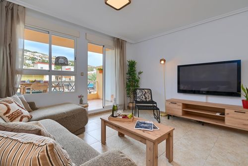 Apartment Botavara: Javea, Costa Blanca, Spain. Livingroom, TV and multimedia, Hall and Air conditioning