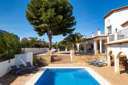 Castillo de Troya Large and luxury villa in Denia, Costa Blanca, Spain with private pool for 12 people. The villa is situated in an urban and mountainous beach area, 3 km from Marineta Cassiana beach and 3 km from Denia town centre....