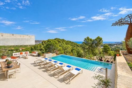 Villa Casa de Romero: Javea, Costa Blanca, Spanien. Meeresblicke, Terrasse und Pool und Sonnenliegen