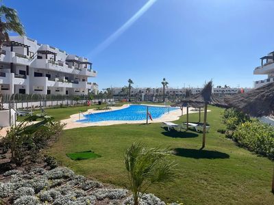 Appartement Casa Vigo: San Juan de los Terreros, Andalusië, Spanje. Strand, Restaurant en Gemeenschappelijk zwembad