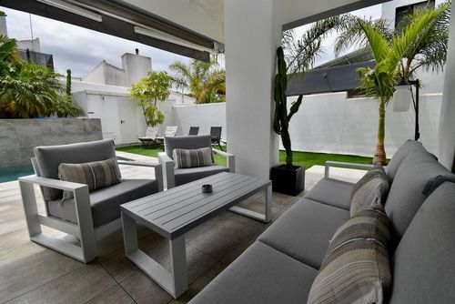 Concha3 Villa with private pool in Chiclana de la Frontera, Costa de la Luz, Spain for 12 persons. The house is situated in a residential beach area, close to restaurants and bars, shops, supermarkets and a tennis court, and is 500 m from La Barrosa beach....