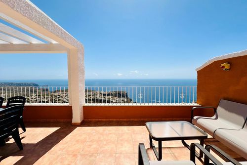 Dúplex Panorama X0208 Appartement met gemeenschappelijk zwembad in Benitachell, Costa Blanca, Spanje voor 6 personen. Het appartement is gelegen in een kustachtige, heuvelachtige en residentiële omgeving....