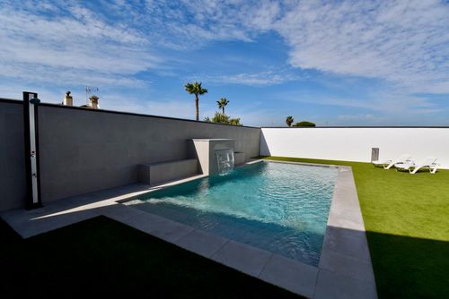 Santorini Modern and luxurious villa with private pool in Chiclana de la Frontera, Costa de la Luz, Spain for 12 persons. The house is situated in a rural beach area and is 4 km from Chiclana....