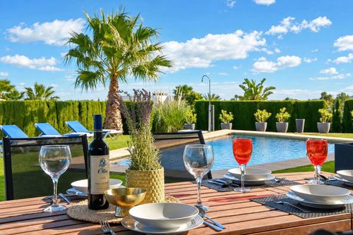 Villa Amaia: Javea, Costa Blanca, Espagne. Balcon / terrasse et Salle à manger extérieure