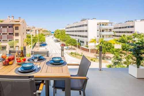 Apartment Arenal Playa II: Javea, Costa Blanca, Spain. Sea, Outside lounge area and Outdoor dining area