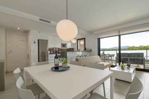 Ferienwohnung Blue Arenal: Javea, Costa Blanca, Spanien. Dekoration, Fernseher und Wohnzimmer