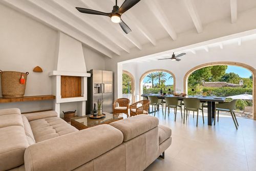 Villa Mareja: Javea, Costa Blanca, Espagne. Balcon / terrasse, Salle à manger extérieure et Espace salon extérieur