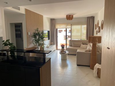 Appartement Casa de Gemelos: San Juan de los Terreros, Andalusië, Spanje. Woonkamer, Woon-eetkamer en Airconditioning