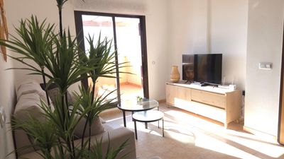 Appartement Casa Lijffijt: Aguilas, Murcia, Spanje. Woonkamer, Woon-eetkamer, Airconditioning en TV