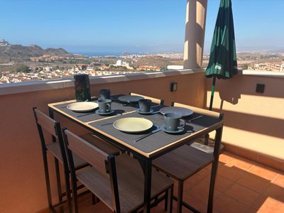 Ferienwohnung Casa Rumah Kita: Aguilas, Murcia, Spanien. Essbereich im Freien und Terrasse