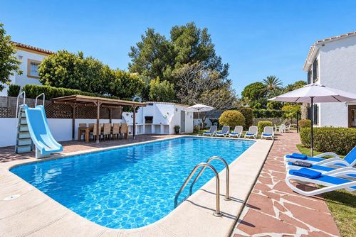 Villa Escocia 6 pax: Javea, Costa Blanca, Spain. Swimming pool, Sunbeds, Outdoor furniture, Outdoor dining area and Slide