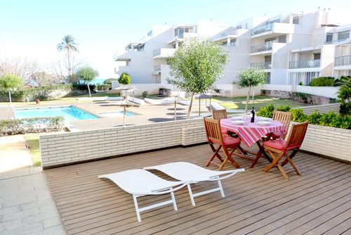 Tierra de Mar 60 by homeprive Beautiful and comfortable apartment with communal pool in Denia, Costa Blanca, Spain for 4 persons. The apartment is situated in a residential beach area, close to restaurants, bars, and supermarkets, and is just 25 m from the beach....