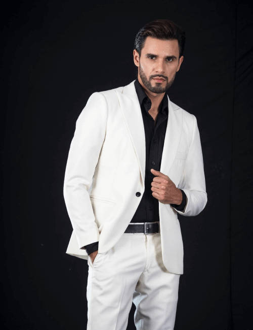 Simple Formal Outfits For Guys in White Tuxedo
