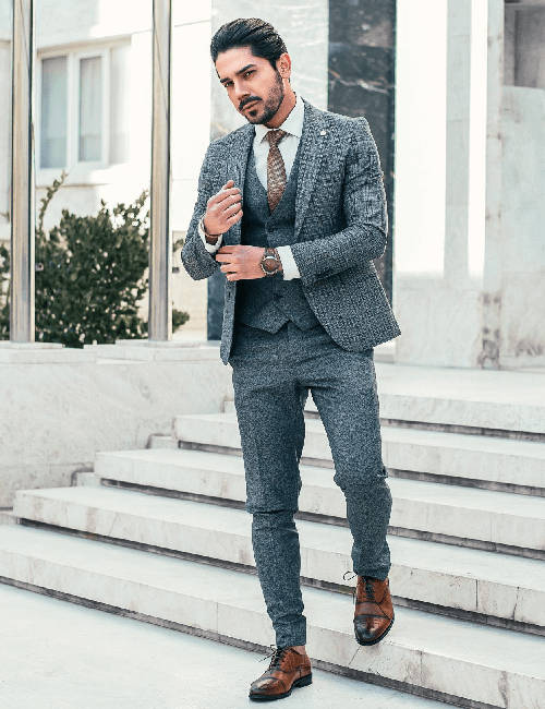 3 piece Formal Wear For Men in Grey
