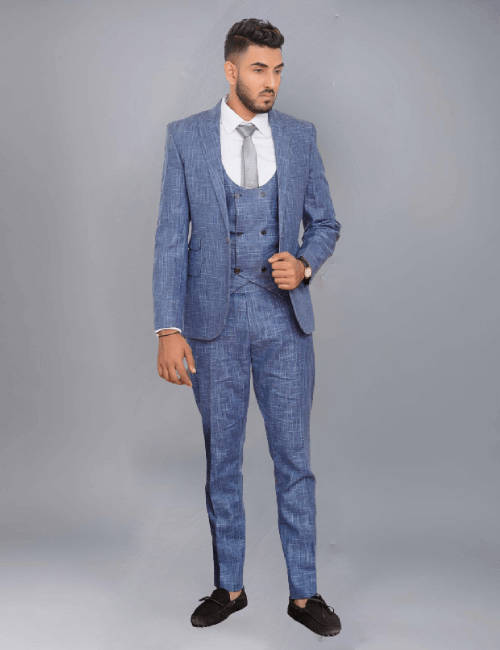 blue 3 piece suit