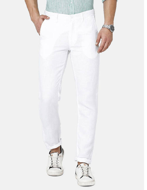 good quality white linen trousers