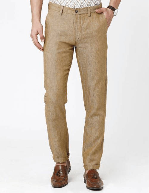 linen trousers brown