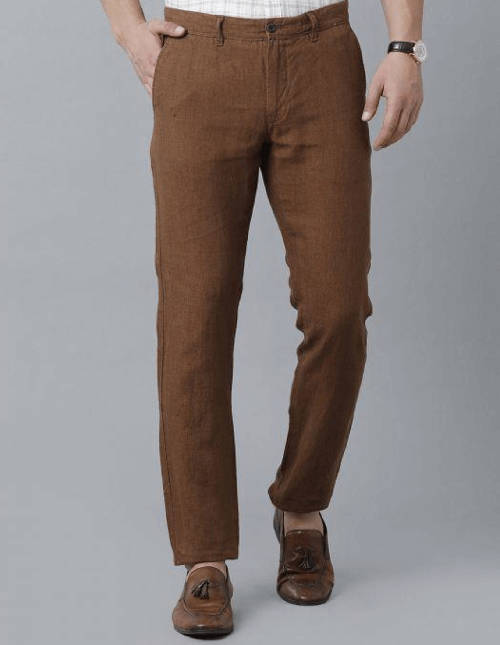 dark brown linen trousers