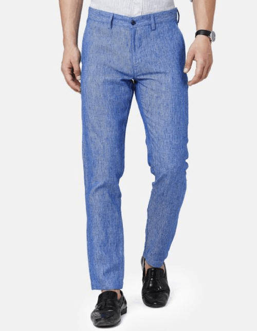 dark blue linen pants