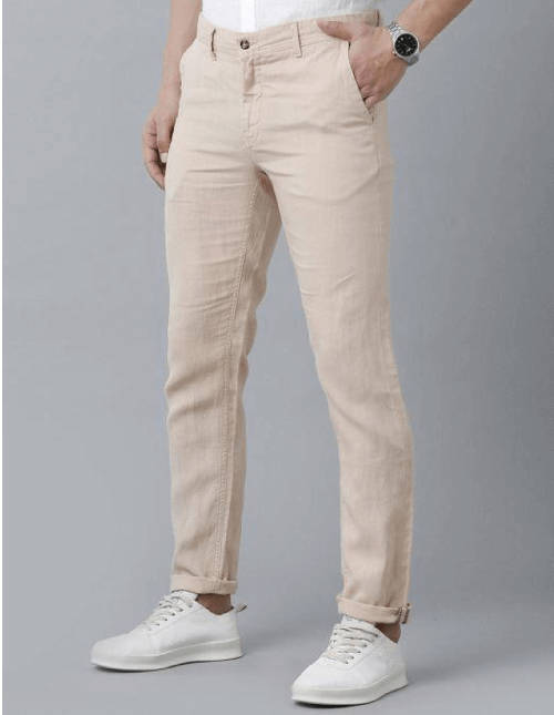 peach linen trousers