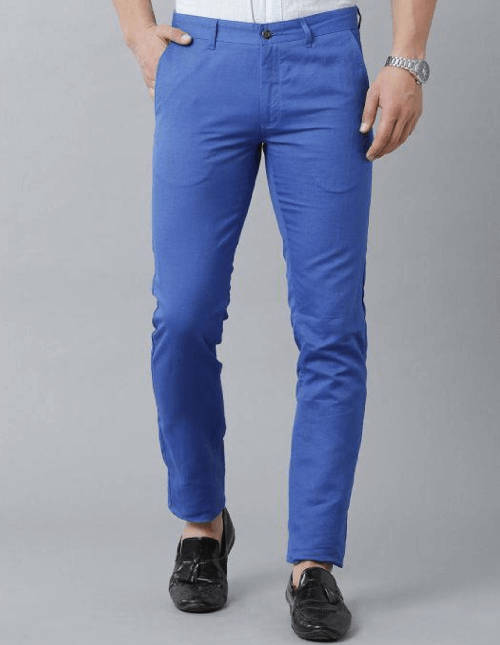 men's blue linen trousers