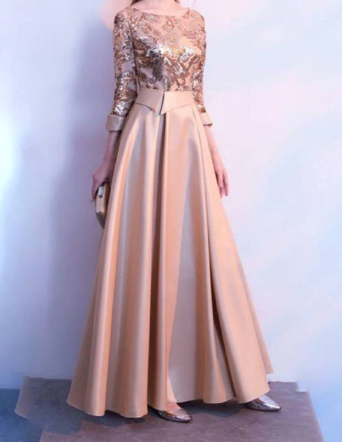 Gold Color Long Evening Dresses