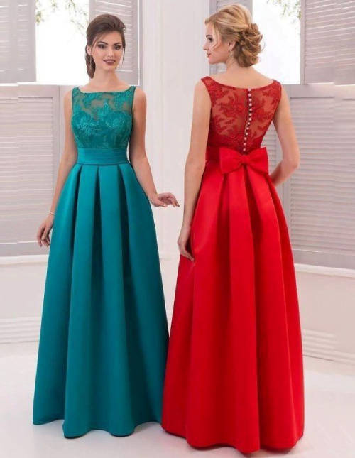 Red and Blue Satin Prom Bridesmaid Dress
